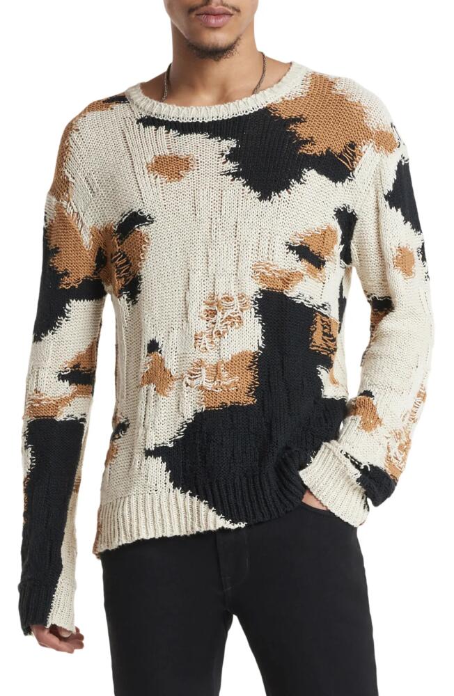 John Varvatos Montery Camo Crewneck Sweater in Egg Shell Cover