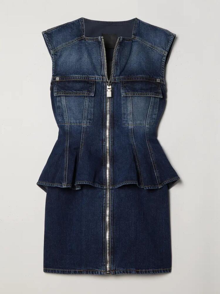 Givenchy - Denim Peplum Mini Dress - Blue Cover