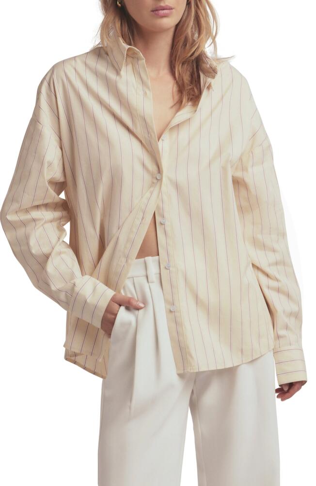 Favorite Daughter Stripe Cotton Button-Up Shirt in Cream/White Cover