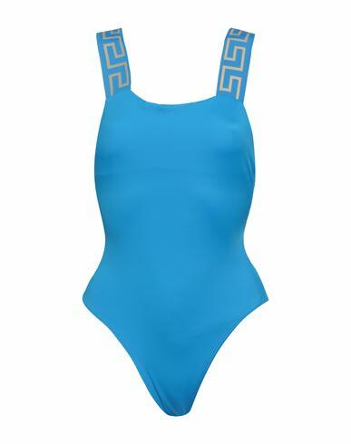 Versace Woman One-piece swimsuit Azure Polyamide, Elastane, Polyester Cover