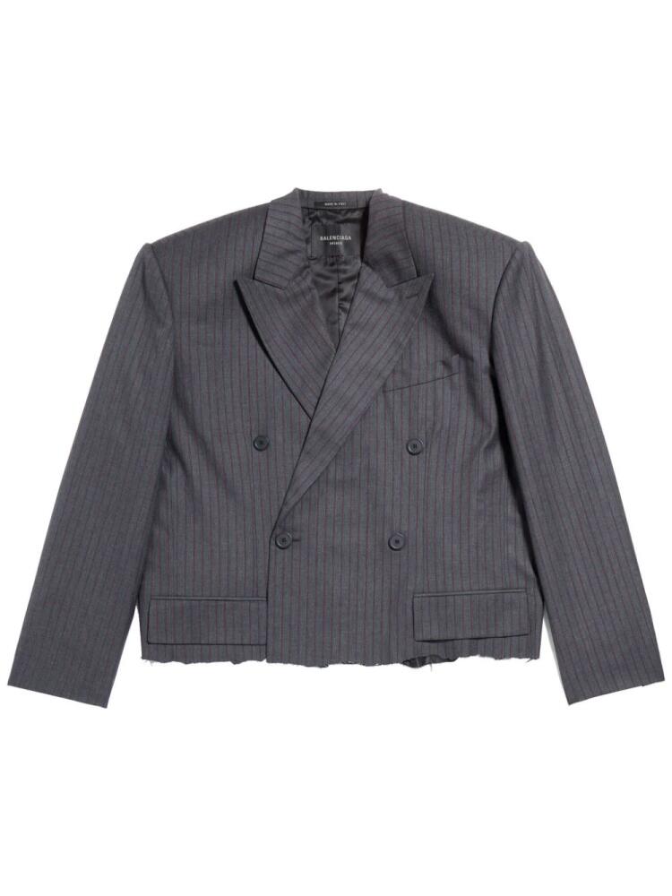 Balenciaga pinstriped double-breasted wool blazer - Grey Cover