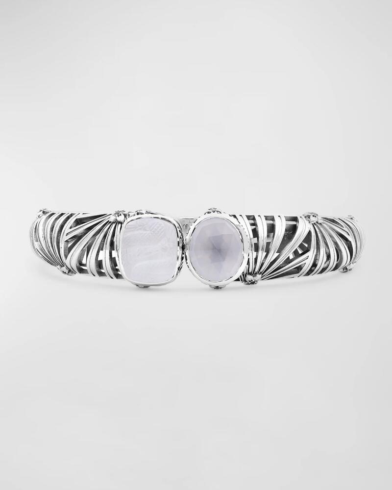 Stephen Dweck Quartz and Mother-of-Pearl Open-Close Bangle in Sterling Silver Cover