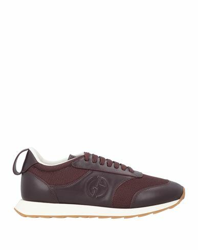 Giorgio Armani Man Sneakers Deep purple Polyester, Cow leather Cover