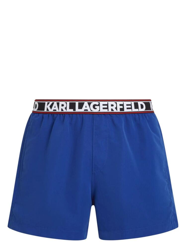 Karl Lagerfeld Essential logo-print swim shorts - Blue Cover