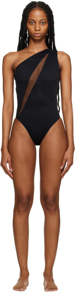 Versace Underwear Black Slashed One-Piece Swimsuit Cover