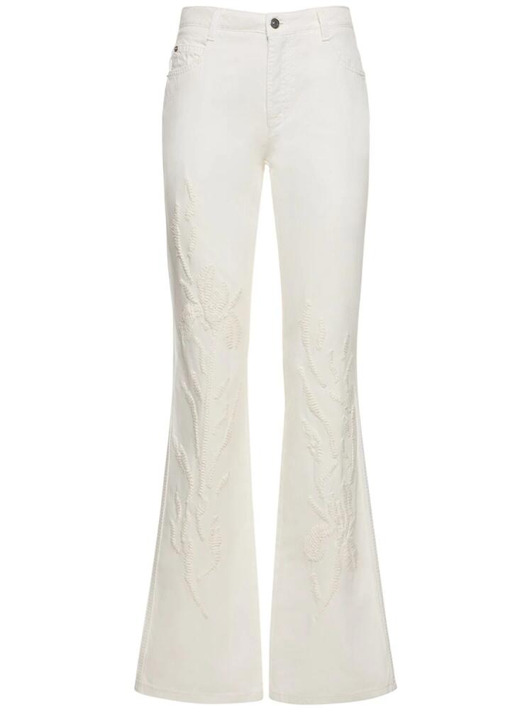 ERMANNO SCERVINO Cotton Denim Embroidered Flared Jeans Cover