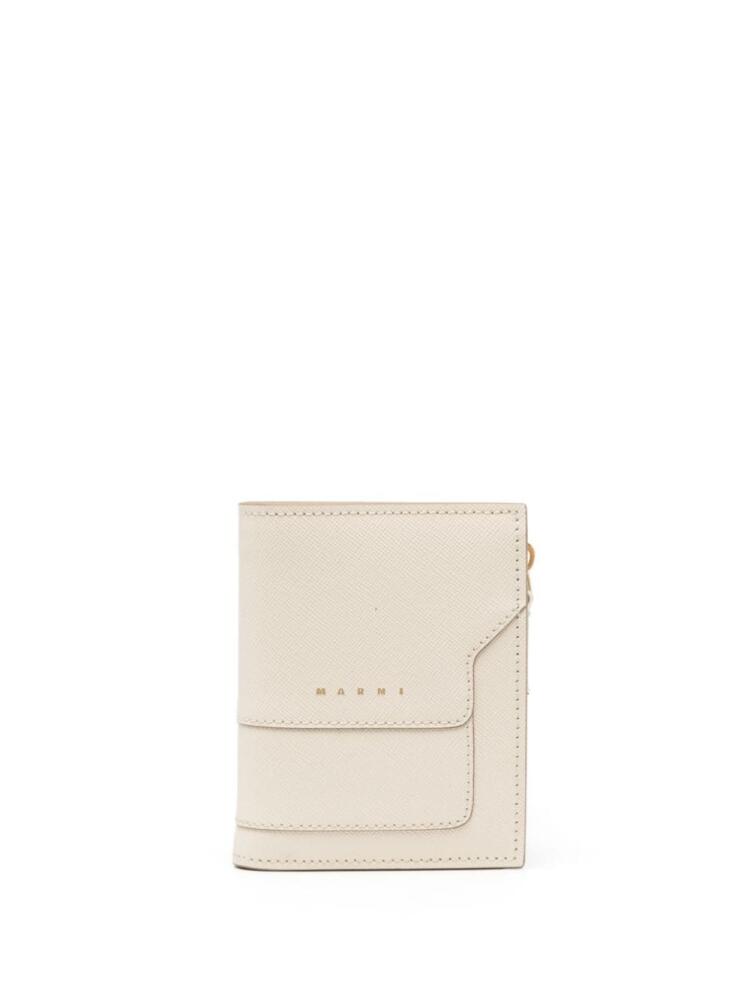 Marni panelled debossed-logo leather wallet - Neutrals Cover