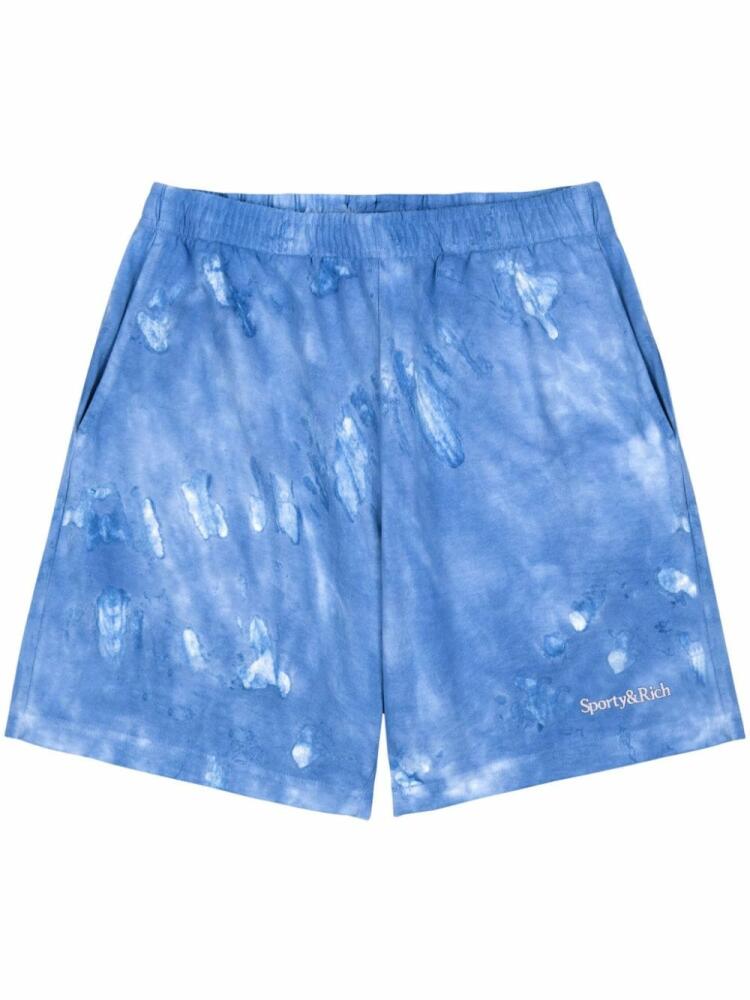 Sporty & Rich logo-embroidered cotton track shorts - Blue Cover