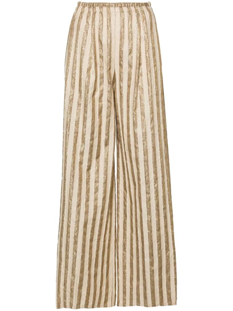 Forte Forte striped wide-leg trousers - Gold Cover