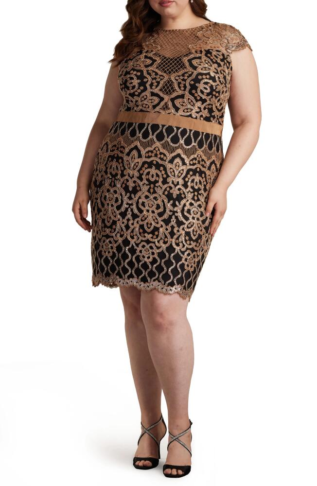 Tadashi Shoji Sequin Cap Sleeve Lace Dress in Copper Shadow/B Cover