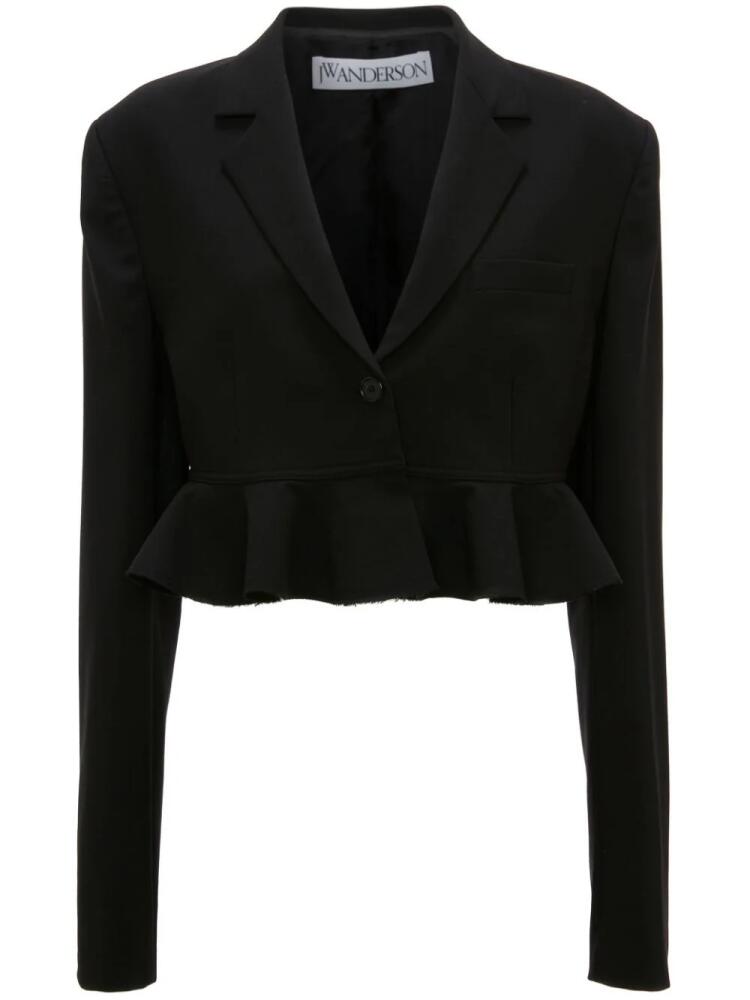 JW Anderson ruffled-trim cropped blazer - Black Cover