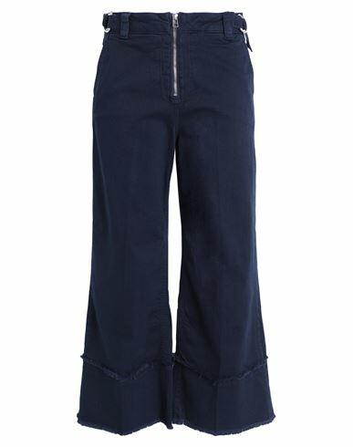 Max & co. Woman Pants Navy blue Cotton, Elastane Cover