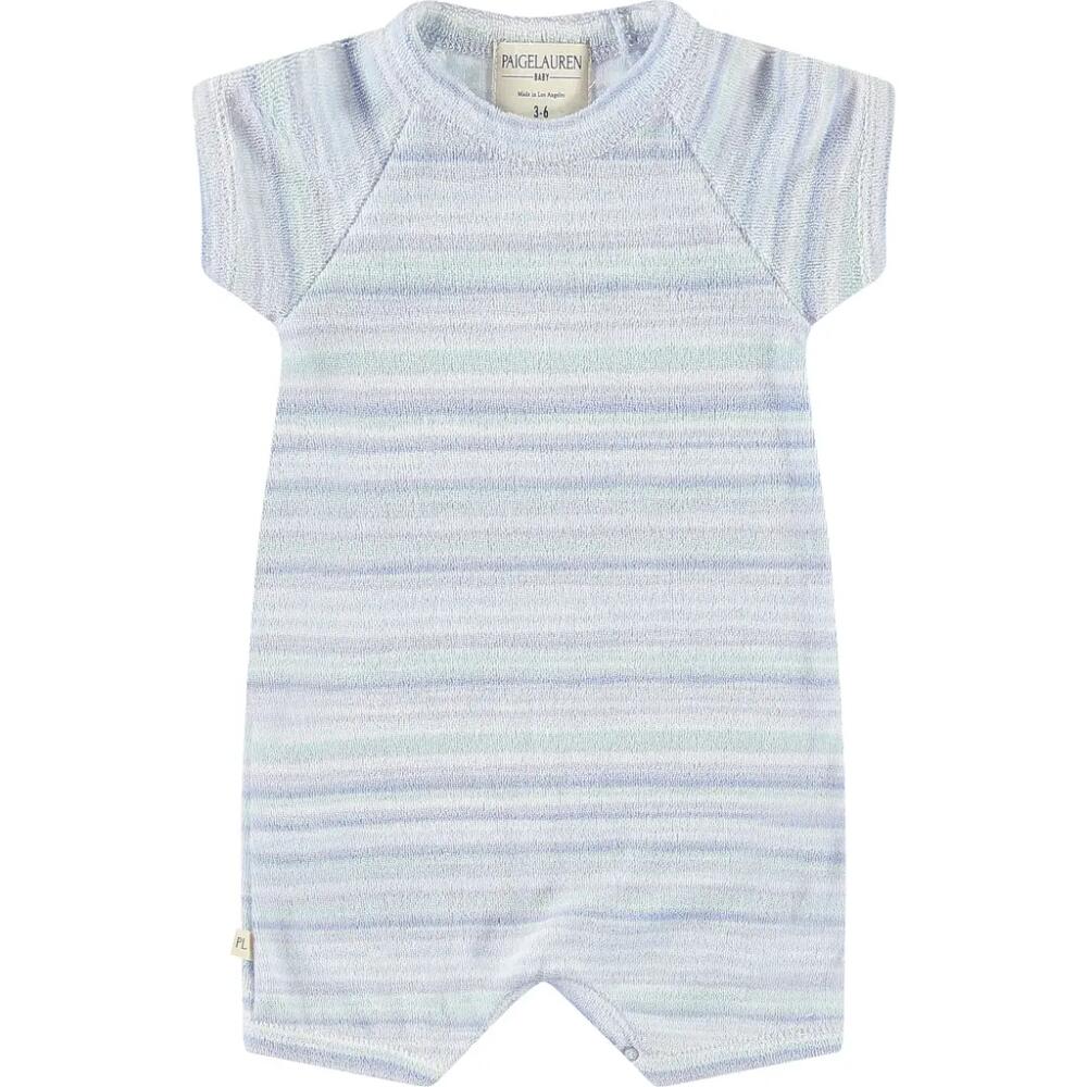 PAIGELAUREN French Terry Romper in Multi Blue Stripe Cover