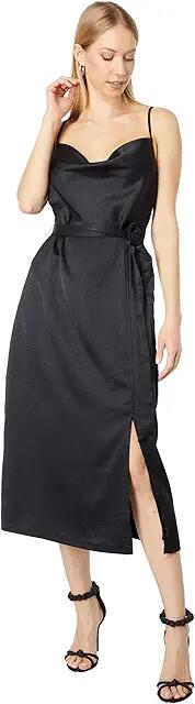 Lost + Wander Chase The Night Cowl Midi Dress (Black) Women's Clothing Cover