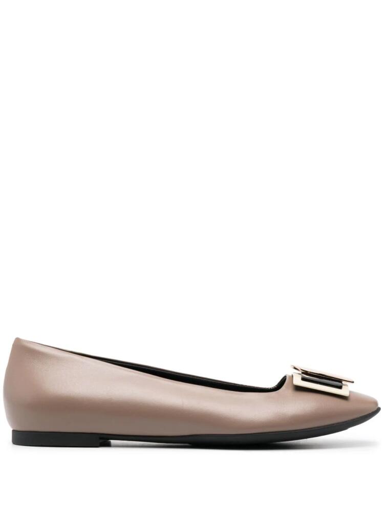 Furla decorative-buckle leather ballerina shoes - Neutrals Cover