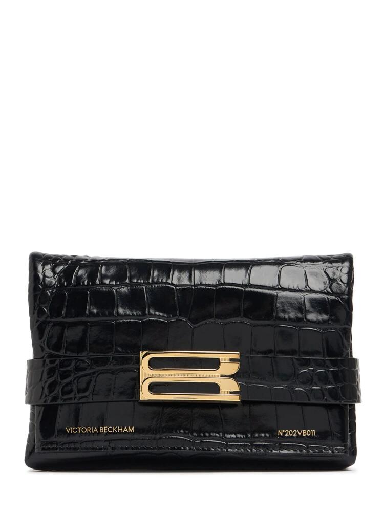 VICTORIA BECKHAM Mini B Buckle Chain Croc Embossed Clutch Cover