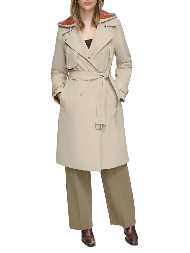 Andrew Marc Women's Evesham Mixed Media Insulated Trench Coat - Antler Cover