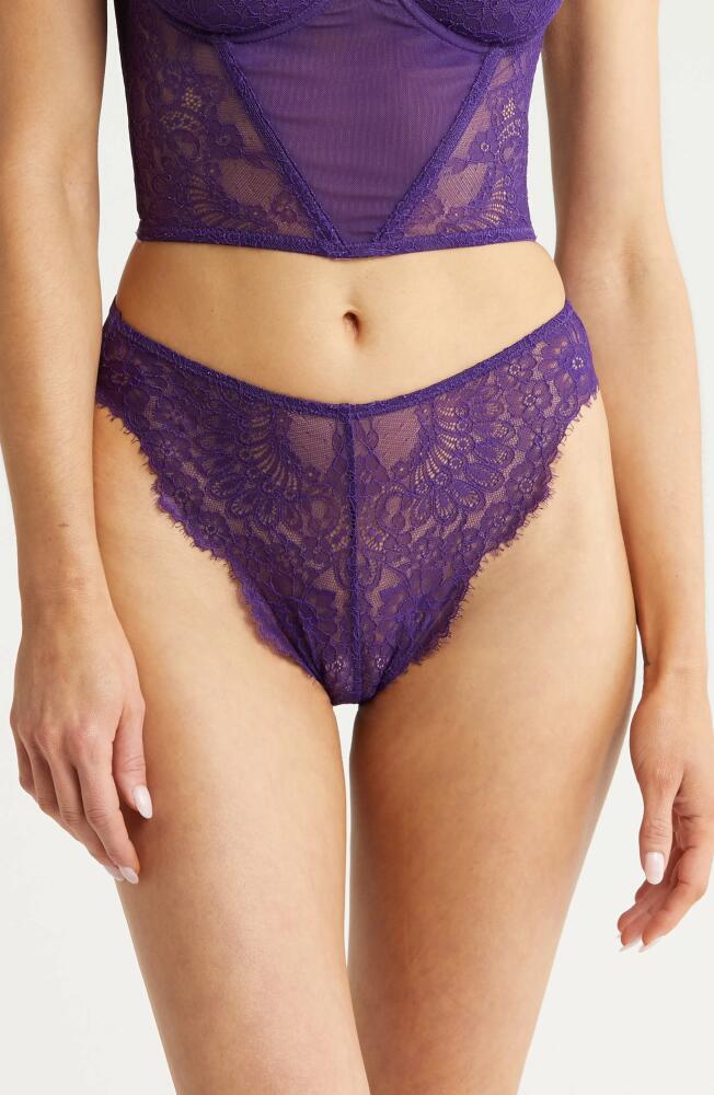 KILO BRAVA High Cut Mesh & Lace Briefs in Violet Cover