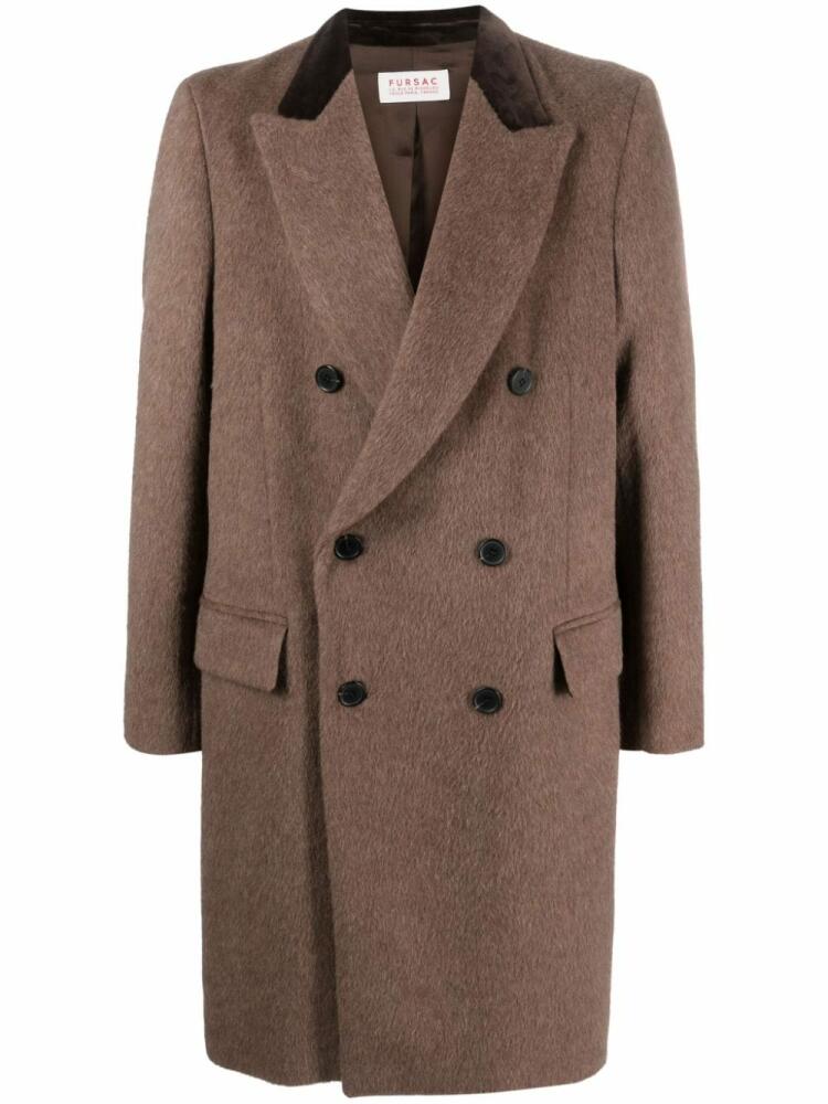 FURSAC double-breasted brushed coat - Brown Cover