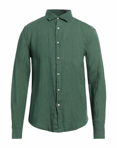 Peuterey Man Shirt Green Linen Cover