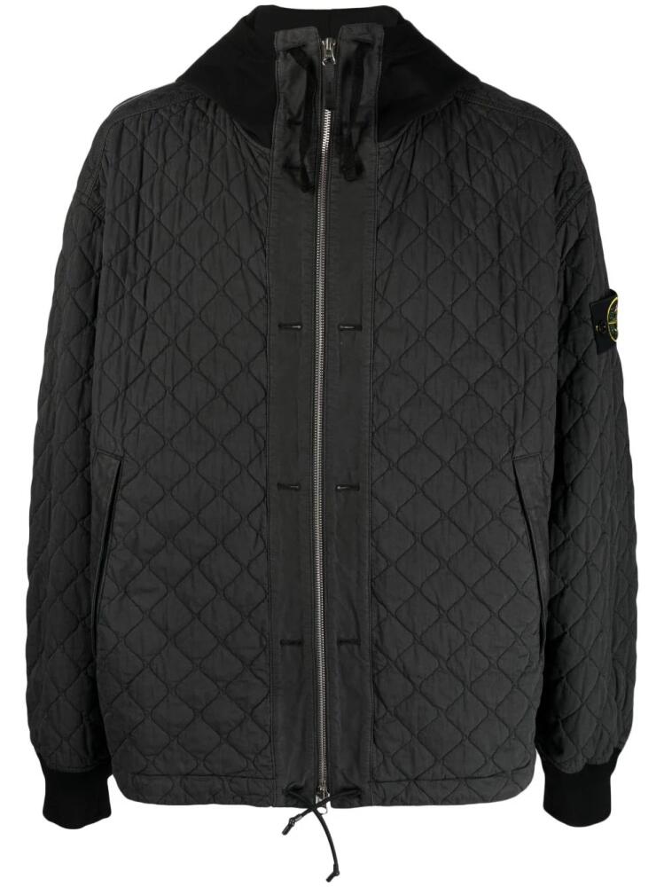 Stone Island quilted hooded zip-up jacket - Grey Cover