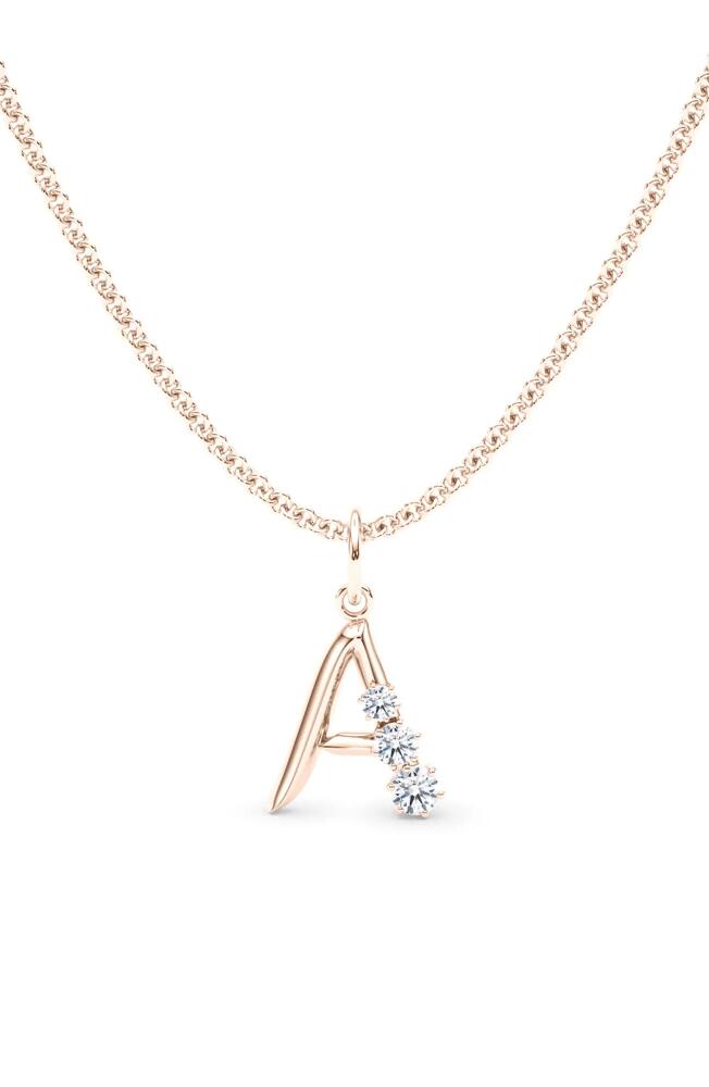 HauteCarat Graduated Lab Created Diamond Initial Letter Pendant Necklace in A - 18K Rose Gold Cover