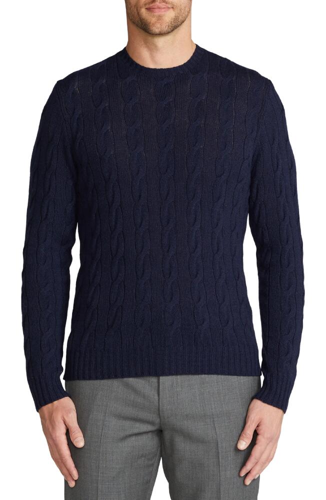 Ralph Lauren Purple Label Cable Stitch Cashmere Crewneck Sweater in Classic Chairman Navy Cover