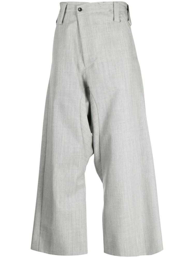 Fumito Ganryu Graffiti asymmetric-design wool trousers - Grey Cover