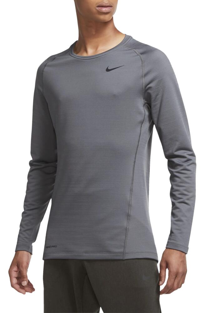 Nike Dri-FIT Pro Warm Long Sleeve Running Shirt in Iron Grey/Black Cover