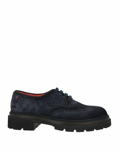 Santoni Man Lace-up shoes Navy blue Leather Cover