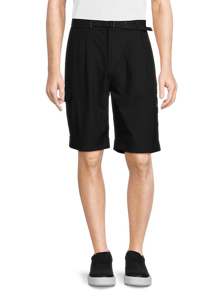 Karl Lagerfeld Paris Men's Solid Stretch Shorts - Black Cover