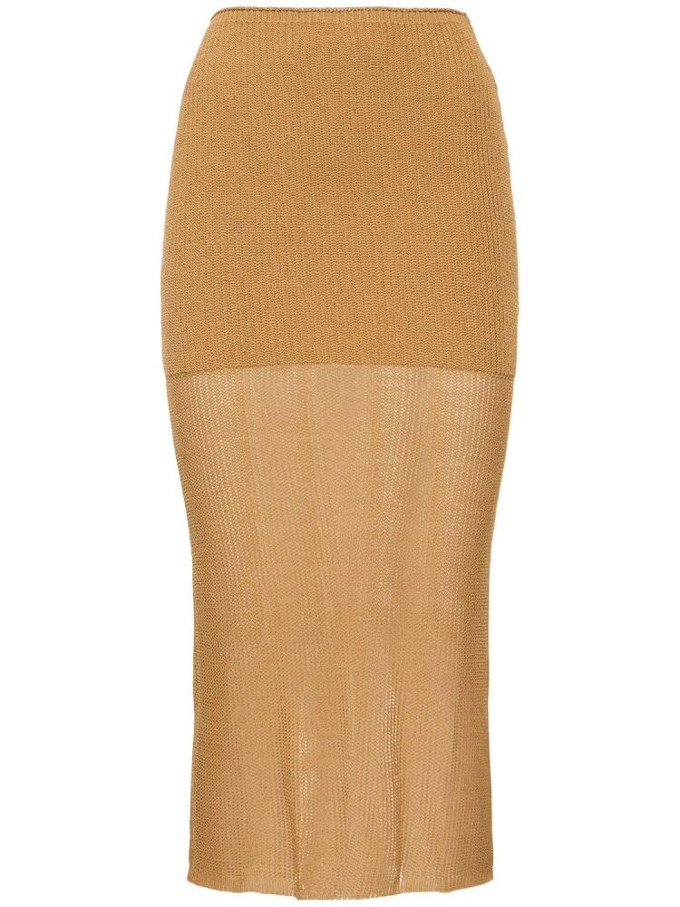 WEWOREWHAT Cotton Blend Knit Midi Skirt Cover