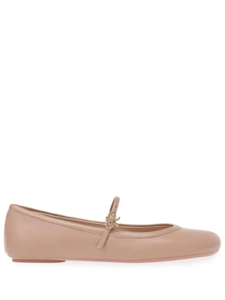 Gianvito Rossi Carla leather ballerina shoes - Neutrals Cover