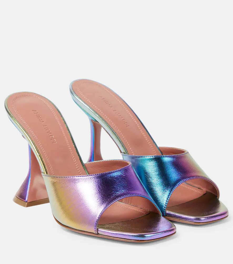 Amina Muaddi Lupita metallic leather mules Cover