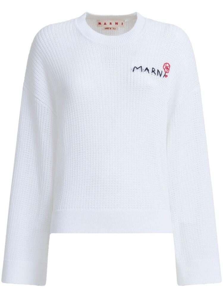 Marni crochet-knit cotton jumper - White Cover