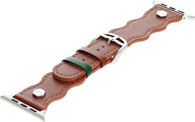 Ted Baker Wavy Leather Green Keeper Hexagonal Pins w/ Logo 42/44 (Tan) Watches Cover