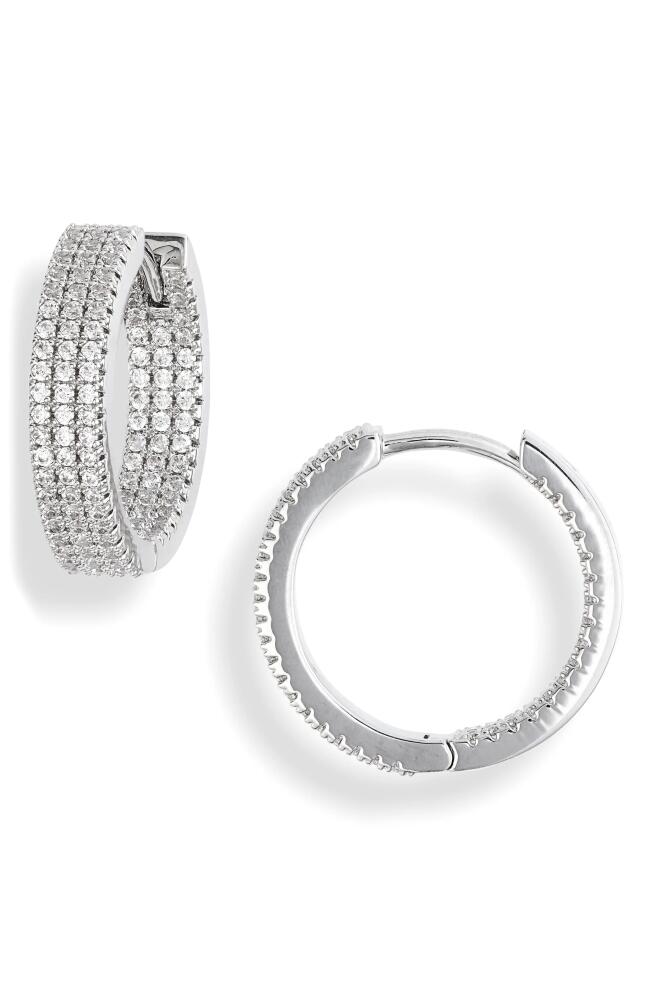 Nordstrom Pavé Huggie Hoops in Clear- Silver Cover