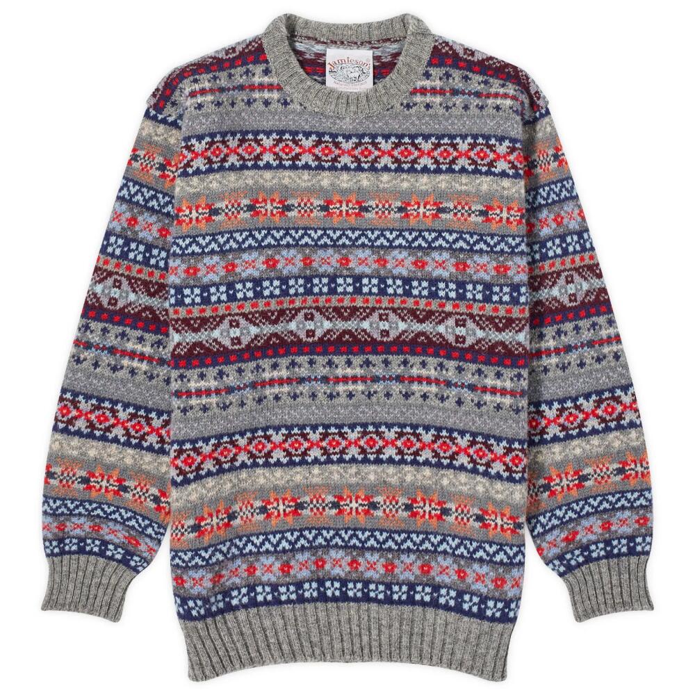 Jamieson's of Shetland Men's Fair Isle Crew Knit in Grey Cover