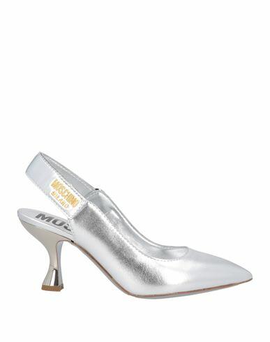 Moschino Woman Pumps Silver Soft Leather Cover