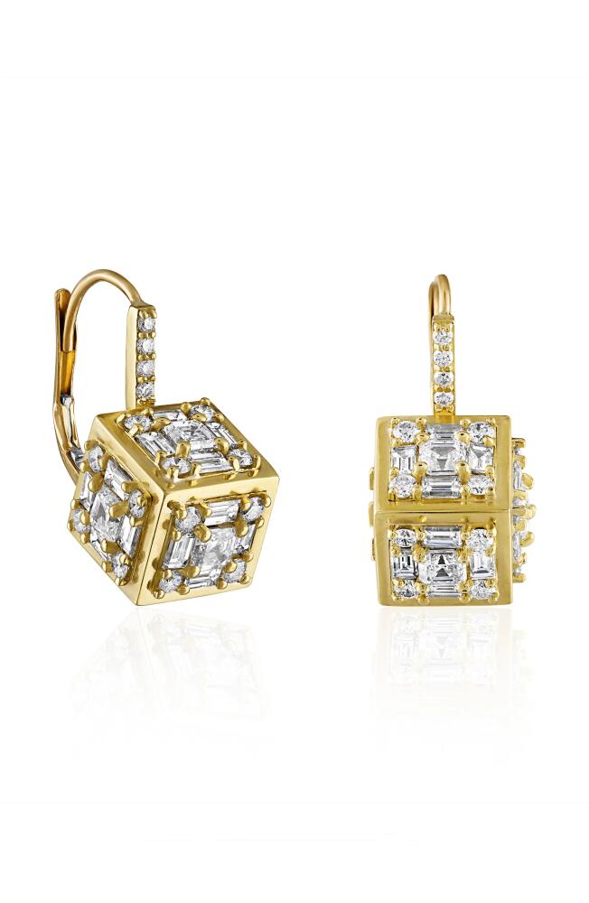 Mindi Mond Clarity 3D Diamond Drop Earrings in Yellow Gold/Diamond Cover