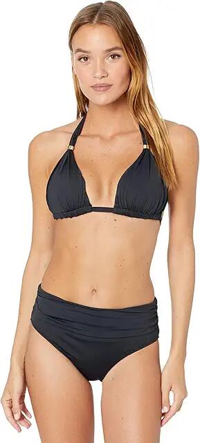 LAUREN Ralph Lauren Beach Club Solids Molded Cup Halter Top (Black) Women's Swimwear Cover