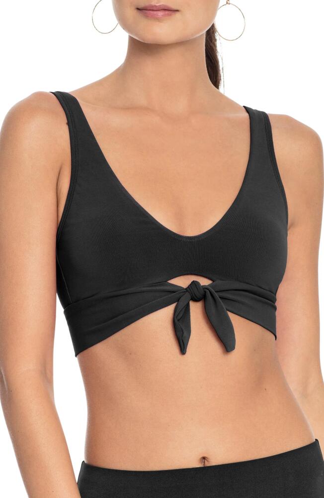 Robin Piccone Ava Knot Front Bikini Top in Black Cover