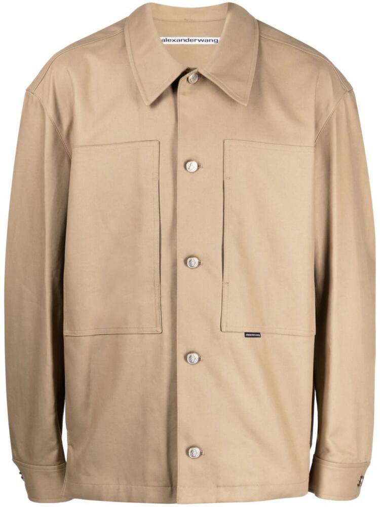 Alexander Wang button-up cotton shirt jacket - Neutrals Cover