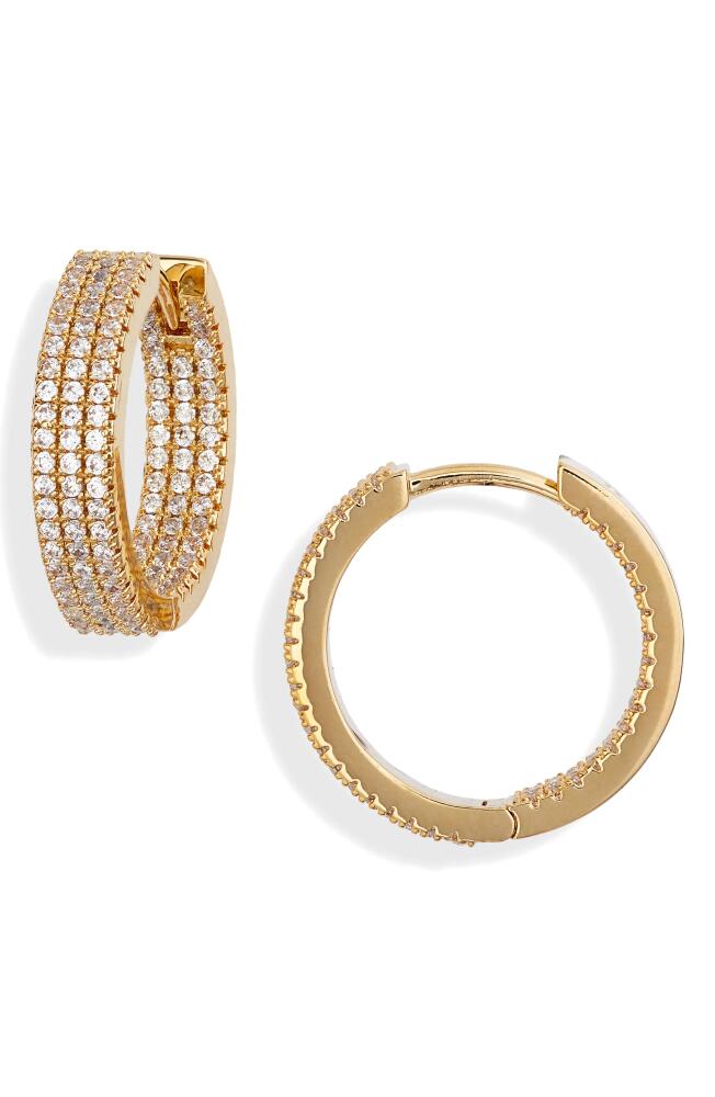 Nordstrom Pavé Huggie Hoops in Clear- Gold Cover