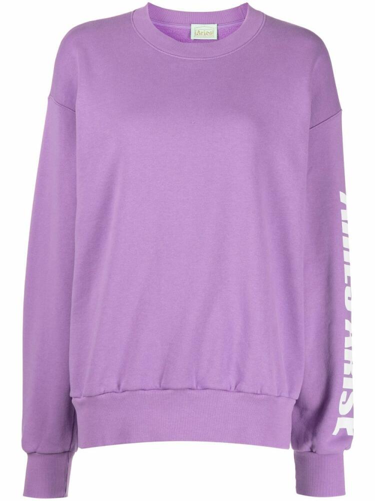 Aries logo-print cotton sweatshirt - Purple Cover