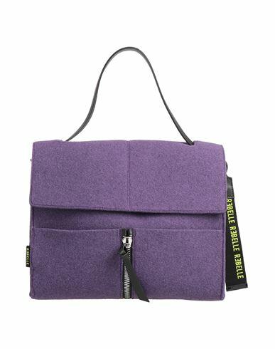 Rǝbelle Woman Handbag Purple Wool, Polyester, Cow leather Cover