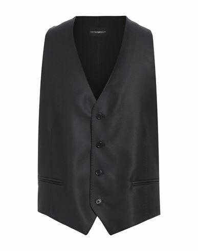 Emporio Armani Man Tailored Vest Midnight blue Virgin Wool, Silk Cover