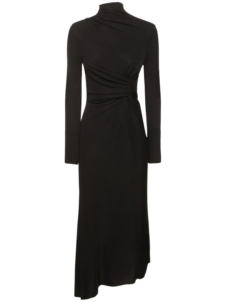 VICTORIA BECKHAM Asymmetric Draped High Neck Midi Dress Cover