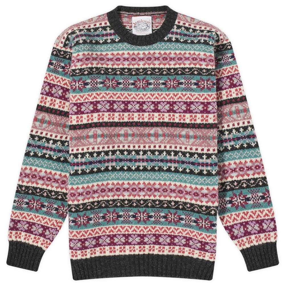 Jamieson's of Shetland Men's Fair Isle Crew Knit in Peat Cover