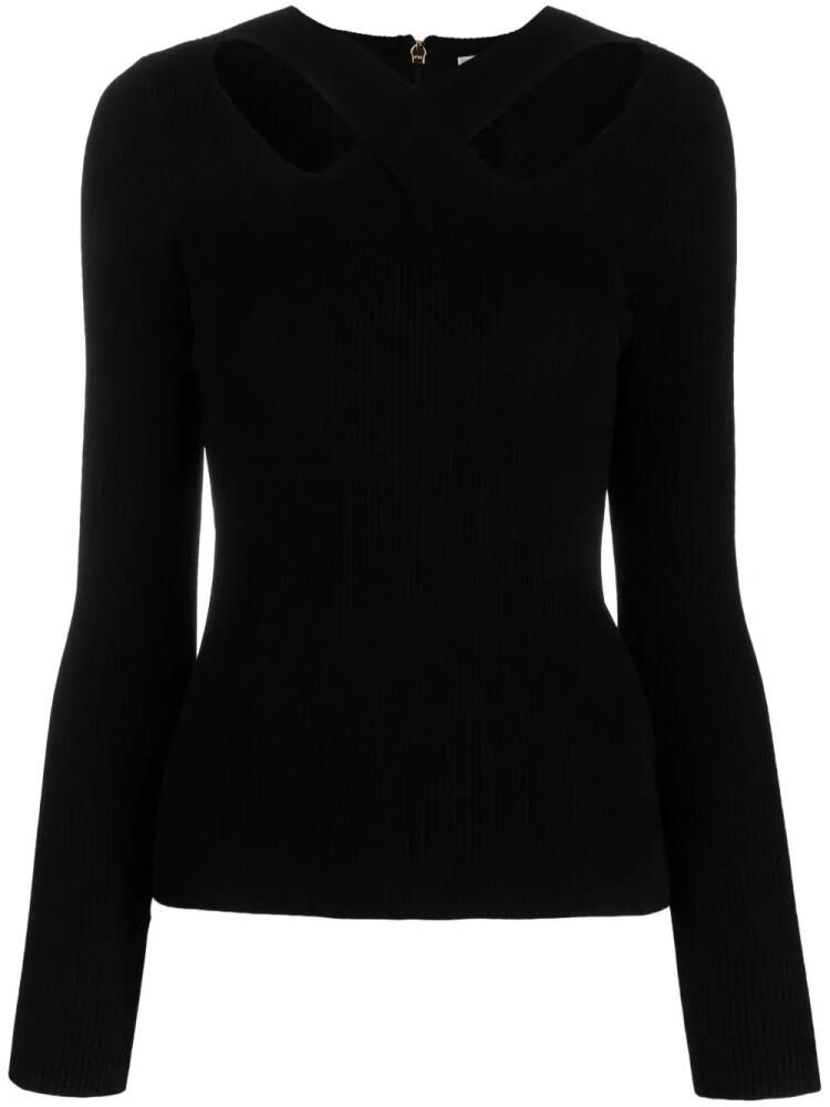 Michael Michael Kors crossover-strap ribbed-knit jumper - Black Cover